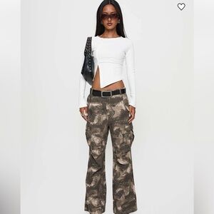 Princess Polly Brown Camouflage Wide Leg Pants